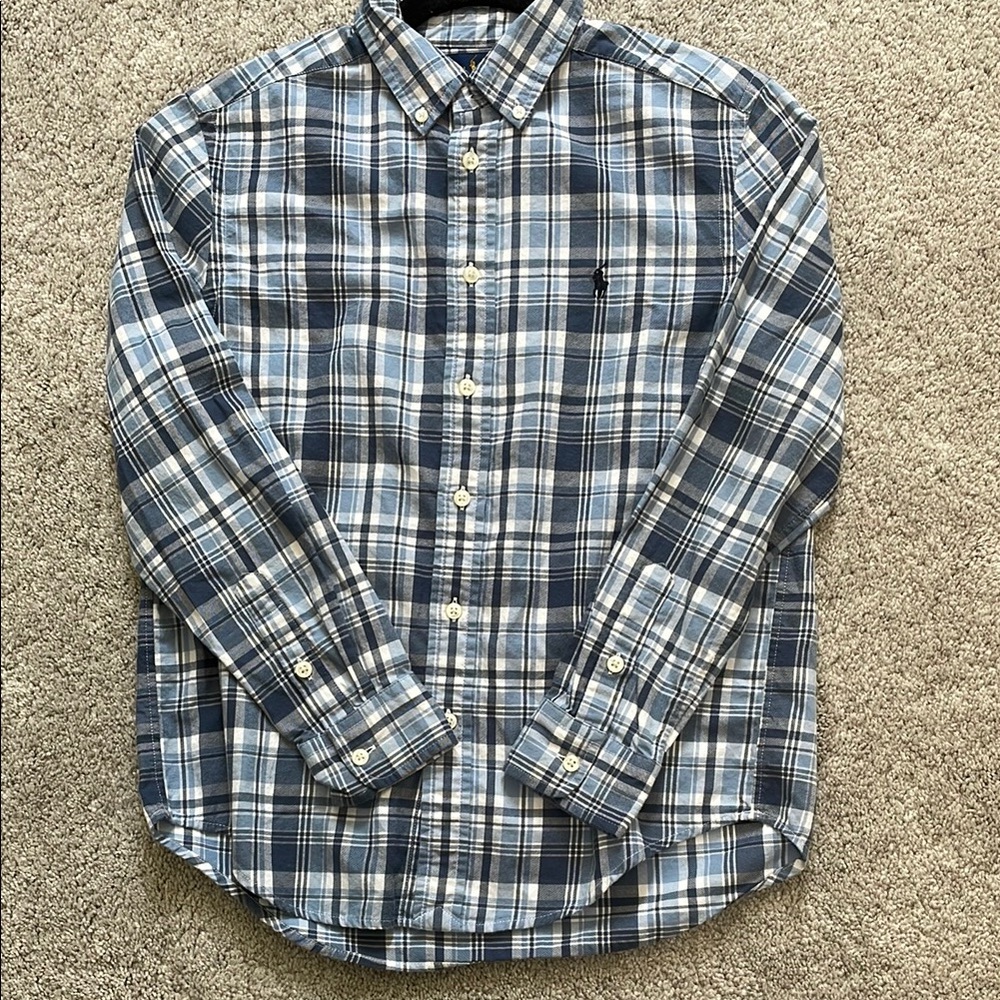 Ralph Lauren Blue and White Casual Button Down Shirt